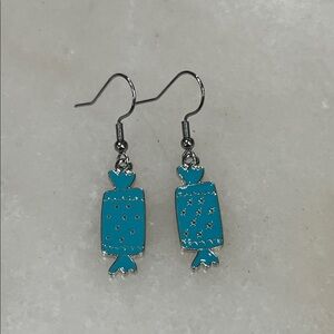 Silver and Blue Candy-Shaped Earrings